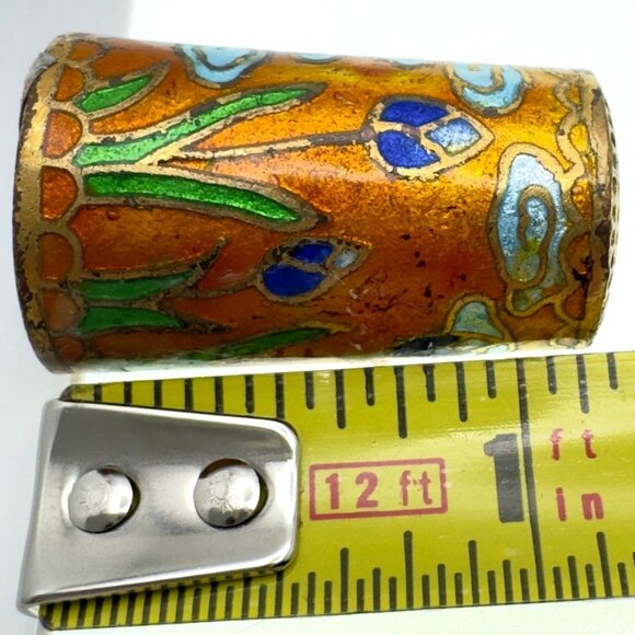 Enamel Butterfly Thimble Hand Painted Cloisonné Floral Vintage Sewing Accessory - Picture 6 of 7